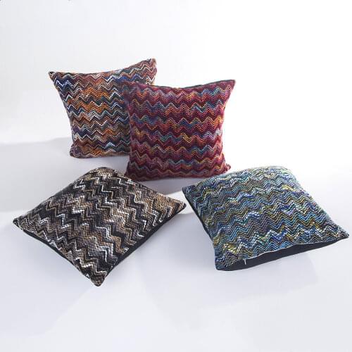 New Thick woolen Embroidery Pillowcase Wool Knitted Geometric Striped Cushions Case Livingroom Decor Sofa Bed Throw Pillow Cover