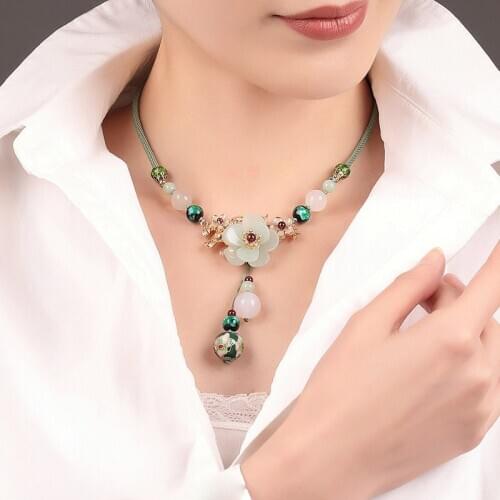 1pcs Chinese Style Handmade Necklace Retro Style Sweater Chain Neck Pendant Decoration Cosplay Prop Women Men Jewelry Gift