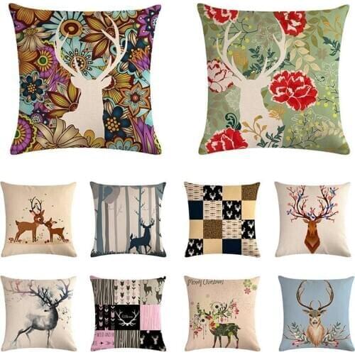 Drop Shipping Custom Elk New Linen Pillow Cover Geometric Deer Cushion Cover Nordic Style Home Decorative Pillow Case i855