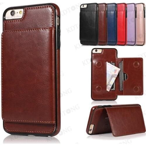 Luxury Case For iPhone 6 6S Plus Full Protection Leather Flip Wallet Invisible Kickstand Shockproof Phone Case