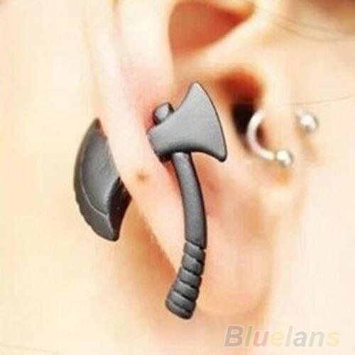 Hot 1 Pc Punk Cool Black Stereoscopic Ax/ Hatchet Impalement Mens/ Womens Stud Earring 022I 41A7 7G6O BDPW