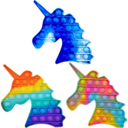 Rainbow Unicorn Simple Dimple Push Bubble Fidget Toys Antistress Squeeze Sensory Toy Relief Squishy Gift Adults Children