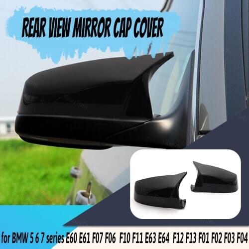 Horn Shape Replacement Black Side Mirror Cover for BMW 5 6 7 Series F07 F06 F10 F11 F12 F13 F01 F02 F03 F04