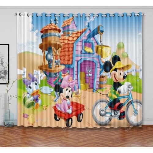 Disney Mickey Minnie Mouse 3D Blackout Curtains Bedroom Living Room Kitchen Computer Room Home Decoration Children Kids Gifts