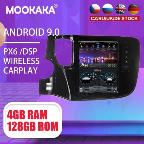 Tesla 10.4" Android 9 PX6 4G 128GB Car Player For Mitsubishi Outlander 2014-2018 Car GPS Navi CarPlay Head Unit DSP Stereo