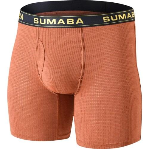 2021 New Mens Panties Long Leg Boxer Briefs Breathable No Ride Up Sexy Mens Underwear Open Fly