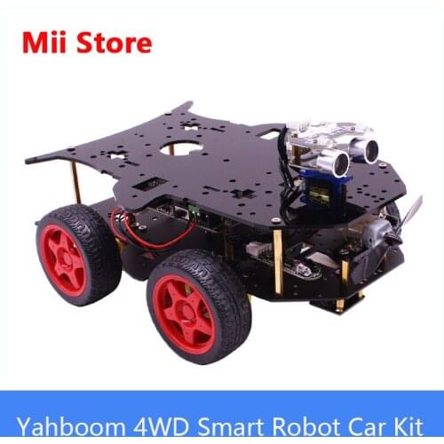 Yahboom 4WD Smart Robot Car Kit with Ultrasonic infrared and tracking sensor for student DIY experiment
