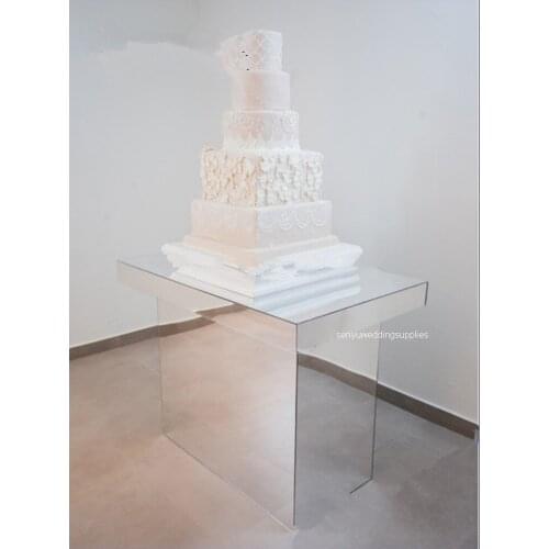 Mirror acrylic round cylinder plinths stand Wedding event glass mirror bride table senyu2212