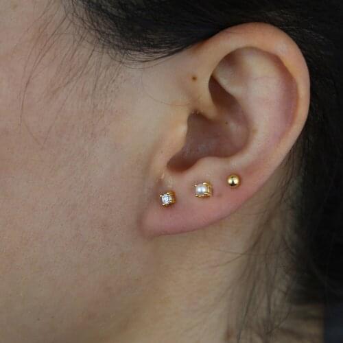 Wholesale cheaper 925 sterling silver pearl ball cz stud earring for women lady girl party birthday wedding earrings jewelry