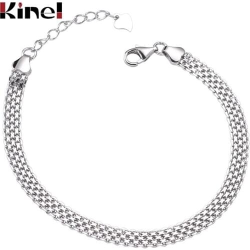Kinel Genuine 925 Sterling Silver Chain Bracelet for Women Genuine Silver Bracelets Jewelry Fashion 2020 New