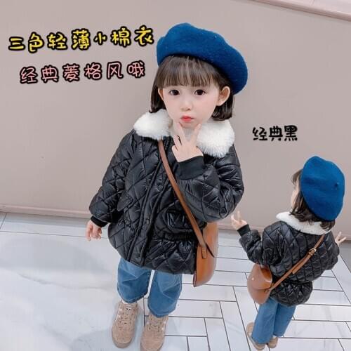 Aby Girl Jacket 2021 Winter New Childrens Winter Clothes Fashionable Parkas Childrens Rhombic Cotton Coat Winter Cotton Coats