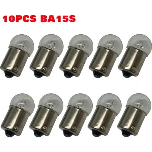 10pcs 1156 BA15S G18 12V 10W R10W Car Clear Glass Lamp Turn Tail Bulb Car Indicator Halogen Lamp for Motorcycle Scooter