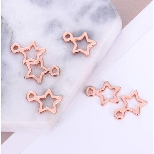 Charm bracelet pendant star hollow ladies necklace jewelry making DIY metal five-pointed star