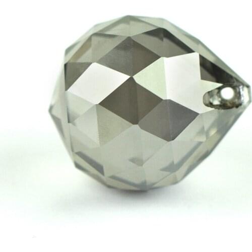 15mm-40mm Smoke Gray Crystal Glass Ball Shinning Prism Suncatcher Faceted Pendant Chandelier Accessories Spare Part Home Decor