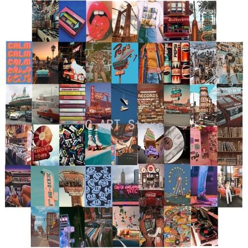 50Pcs American Culture Human Art Retro Postcard Photo Props Diy Collocation Decoration Card Wall Sticker Colour Greeting Card