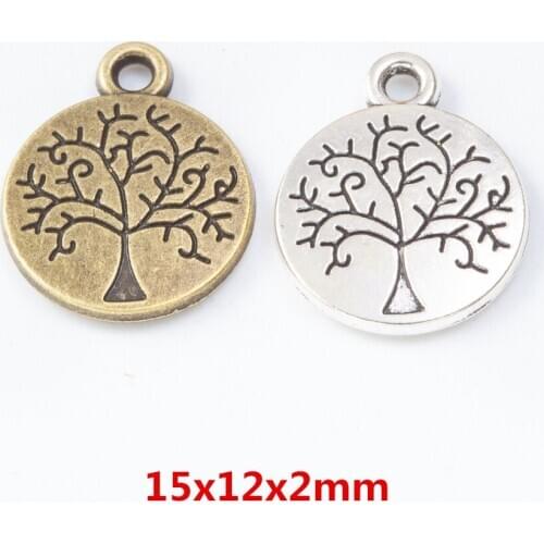50 pieces of retro metal zinc alloy tree pendant for DIY handmade jewelry necklace making 7653