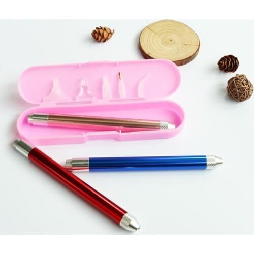 7Pcs/set LED Lighting Drill Pen Handmade DIY Embroidery 5D Diamond Lighting Point Drill Pen Angled Tip Cross Stitch Tool Kits