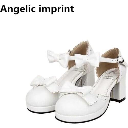 Angelic imprint handmade woman mori girl lolita cosplay shoes lady high heels pumps women princess dress party shoes 33-47 6cm