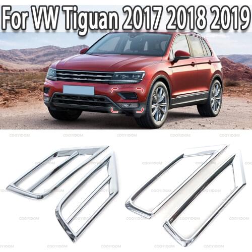 K-Car Front Bumper Grille Fog Light Cover Trim Fog Lamp Chrome Styling Decoration For Volkswagen VW Tiguan 2017 2018 2019