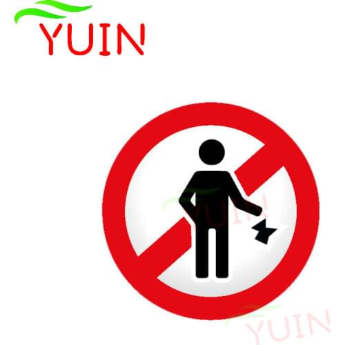 Ban Stop Sign No Rubbish Car Sticker Warning Cars Accessory Stickers PVC Motorcycle Truck Decoration Waterproof Decal 10*10cm