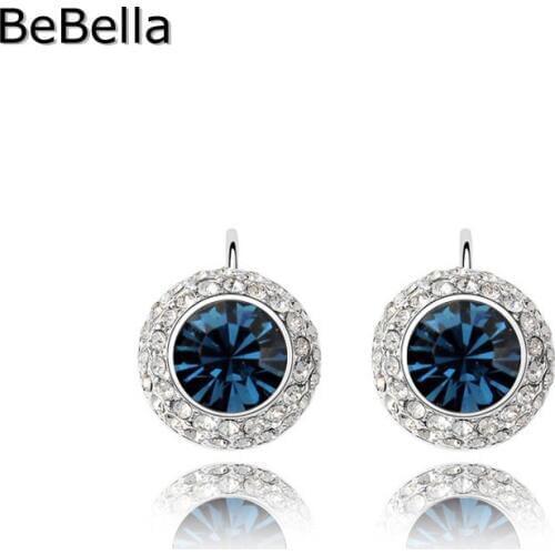BeBella round crystal princess earrings original fashion brand jewelry for women girls Christmas gift with Czech crystals