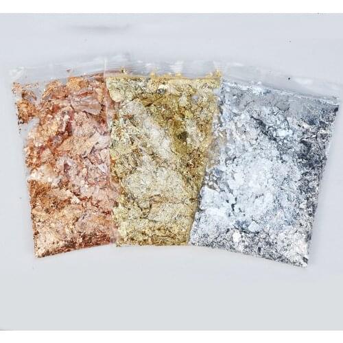 3g Imitation Gold Sliver Copper Foil Sequins Glitters Craft Leaf Flake Sheets Bulk Foil Paper For Gilding DIY Nail Art Decor