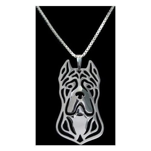 Cane Corso (cropped ears)- Gold and silver pendant and necklace dog jewelry Simple abstract animal