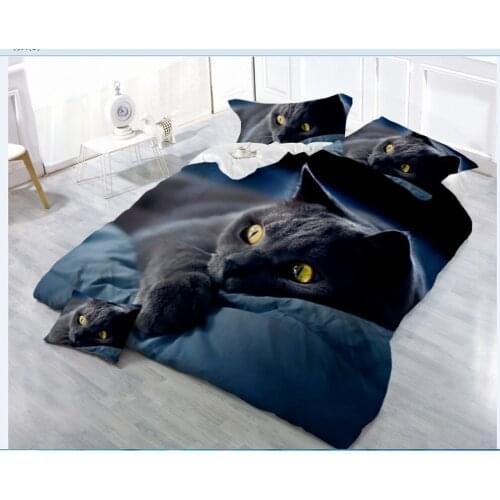 4pcs 3D Animal Printing Bed Set for Children Black Cat Dogs Tiger and Lion Pattern Duvet Cover Sets Luxury Queen Size Bedding