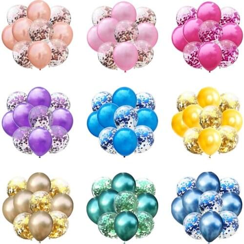 HUIRAN 10pcs Mix Rose Gold Confetti Balloons Birthday Party Decorations Kids Wedding Birthday Decor Helium Baloon Baby Shower