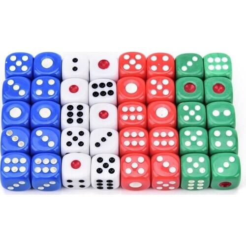 10 PCS Acrylic d6 dice,6 sided gambling small dice for Playing Game White red green blue 12*12*12mm