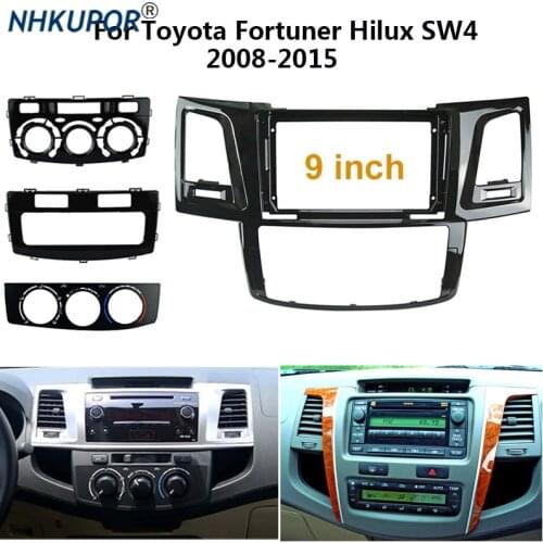 9" Car Radio Fascia Install Panel Dashboard Trim For Toyota Fortuner Hilux SW4 2012-2015 Frame Kit