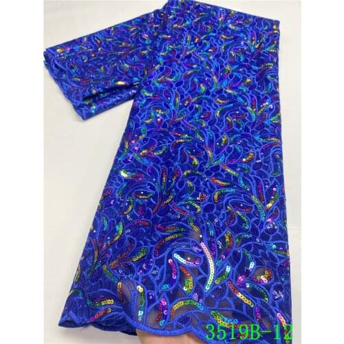 African Lace Fabric High Quality Sequins Lace Fabric French Mesh Tulle Lace Fabric for Nigeria Wedding Party Dress APW3519B