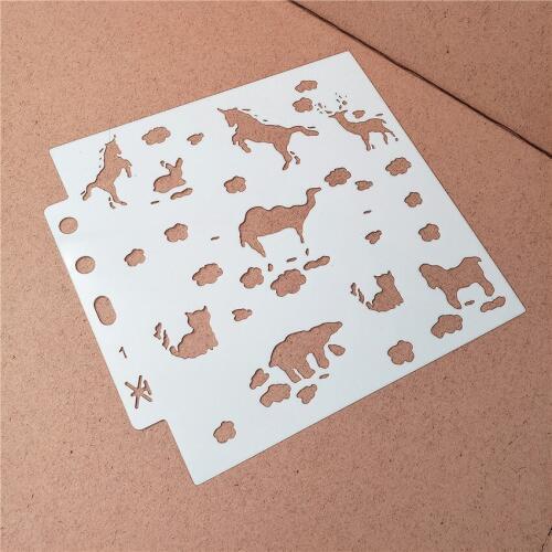 Hote Sale Spray the zoo 13*14cm scrapbook stencils spray plastic mold shield DIY cake hollow Embellishment printing lace ruler