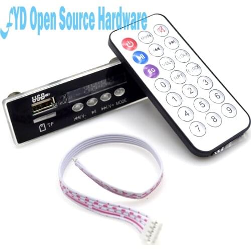 Mini 5-12V Blue Light MP3 Decoder Audio Decoding Board Time Display Support U-Disk TF Card USB FM AUX Decode