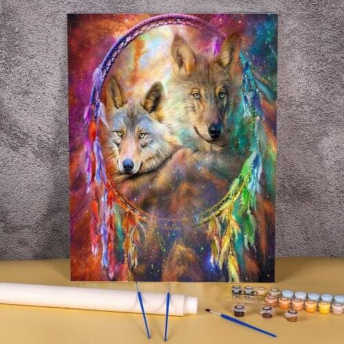 Animal Wolf DIY Paint By Numbers Kit Acrylic Paints 40*50 Canvas Painting Handmade For Handicraft