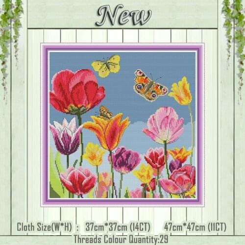 Tulip flower secnery home decor painting counted printed on the canvas DMC 11CT 14CT kits Cross Stitch Embroidery needlework Set