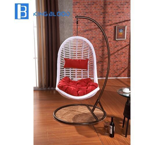 Outdoor garden durable White rattan wicker swing hanging chair with best price