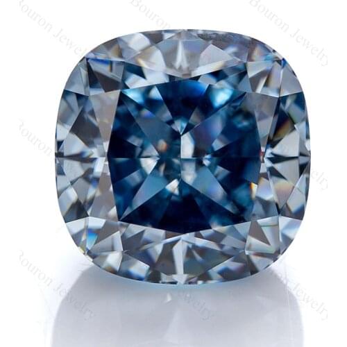 Vivid Blue Color Moissanite Crushed Ice Cushion Loose Gemstone VVS1 Factory High Quality Wholesale Available GRA Jewelry Making