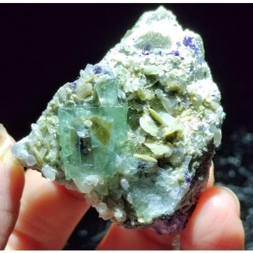44.2gNatural green fluorite and mica mineral specimen original stone teaching quartz healing energy home decoration
