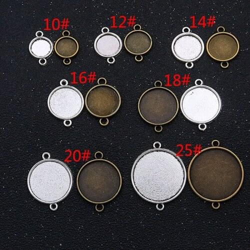 10Pcs 10-25mm 2 Colors Inner Size Two Ears Charms Base Setting Round Connector Pendant For DIY Jewelry Necklace Bracelet Making