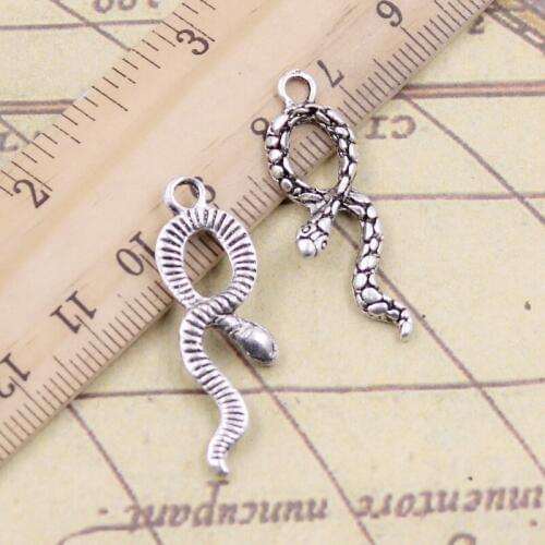 10pcs Charms Snake 34x11mm Tibetan Silver Color Pendants Antique Jewelry Making DIY Handmade Craft