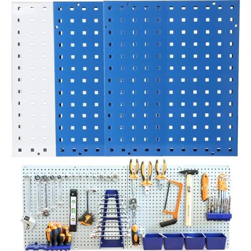 Hanging Panel Tools Wall Storage Metal Pegboard with Slots/Holes Organizer Rack Display Shelf Blue/White Workshop/Garage/Kitchen