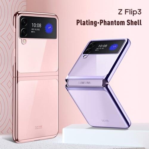Plating Clear Protective Case for Samsung Galaxy Z Flip3 5G Flip Shockproof Mobile Phone Bag Cover Capa
