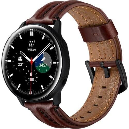 22mm 20mm Geniune Leather Strap For Samsung Galaxy 4 / 4 Classic Band Huawei Watch 3 Pro Bracelet For Galaxy Watch 3 Active 2
