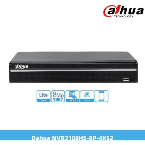 Dahua 8CH 8MP Resolution 4K&H.265 Lite Network Full HD 1080P Video Recorder With 8PoE Ports NVR2108HS-8P-4KS2