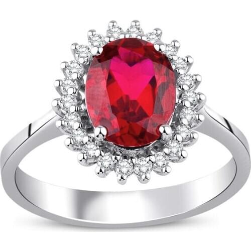 Symbol Gold 2.25 Carat Diamond Ruby Ring Baguette Chic Jewelry LoverRings Engagement Anniversary Wedding For Women