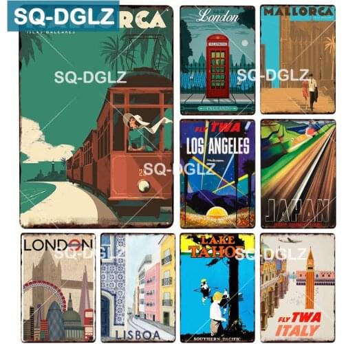 [SQ-DGLZ] Europe City Metal Sign Tin Sign Vintage Decor Plaque Crafts Home Decor Painting Plaques Art Poster