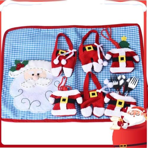 1PC Christmas Santa Hats Silverware Holders - Xmas Party Dinner Table Dinnerware Decorations Supplies Flatware Decor