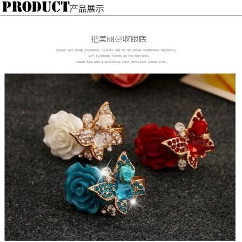 Trendy 5 Colors Geometric Color Zircon Acrylic Womens Ring For Engagement Wedding Party Rings Jewelry Hand Accessories