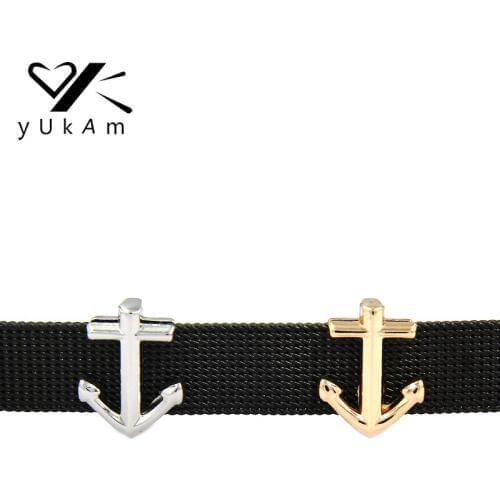 YUKAM Jewelry Collection Silver Color Anchor Slide Charms Keeper for Stainless Steel Mesh Keeper Bracelet DIY Accessories Making